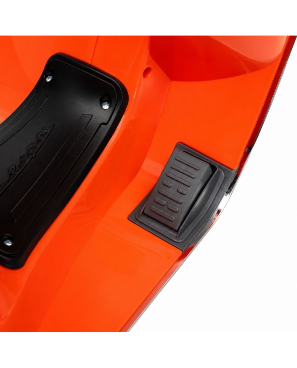 Moto Elettrica Vespa Primavera Elettrica per Bambini 12V Licenza Ufficiale Piaggio Sedile Pelle Luci LED suono Clacson Arancione|Toys Car