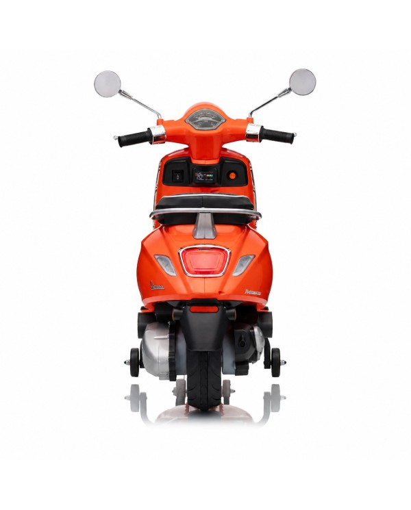 Moto Elettrica Vespa Primavera Elettrica per Bambini 12V Licenza Ufficiale Piaggio Sedile Pelle Luci LED suono Clacson Arancione|Toys Car