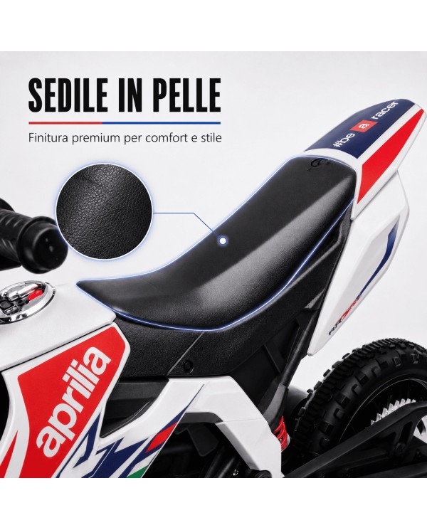 Moto Elettrica Bambini Aprilia RX 12V Cross SEDILI IN PELLE Luci Led BLUETOOTH Sospensioni A Molla|Toys Car