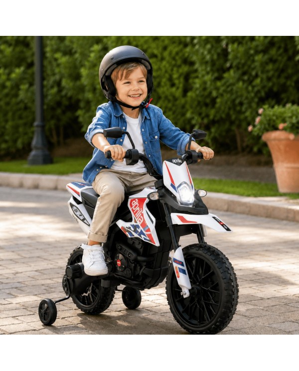 Moto Elettrica Bambini Aprilia RX 12V Cross SEDILI IN PELLE Luci Led BLUETOOTH Sospensioni A Molla|Toys Car