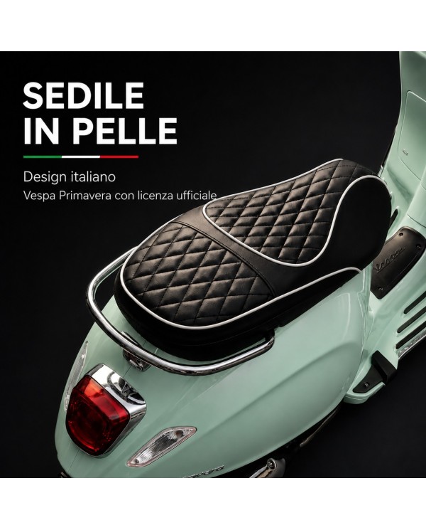 Moto Elettrica Vespa Primavera Elettrica per Bambini 12V Licenza Ufficiale Piaggio Sedile Pelle Luci LED suono Clacson MENTA|Toys Car