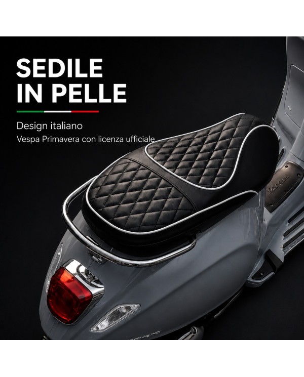 Moto Elettrica Vespa Primavera Elettrica per Bambini 12V Licenza Ufficiale Piaggio Sedile Pelle Luci LED suono Clacson Grigio|Toys Car