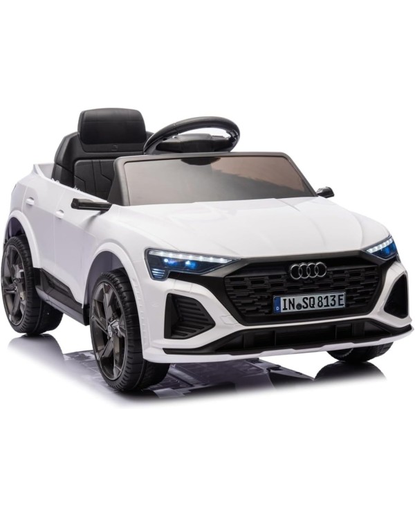 Auto Macchina Elettrica per Bambini 12V Audi SQ8 e-tron Sedile Pelle con Telecomando Cintura di Sicurezza Porte Apribili Bianca|Toys Car