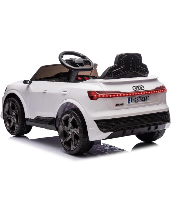 Auto Macchina Elettrica per Bambini 12V Audi SQ8 e-tron Sedile Pelle con Telecomando Cintura di Sicurezza Porte Apribili Bianca|Toys Car
