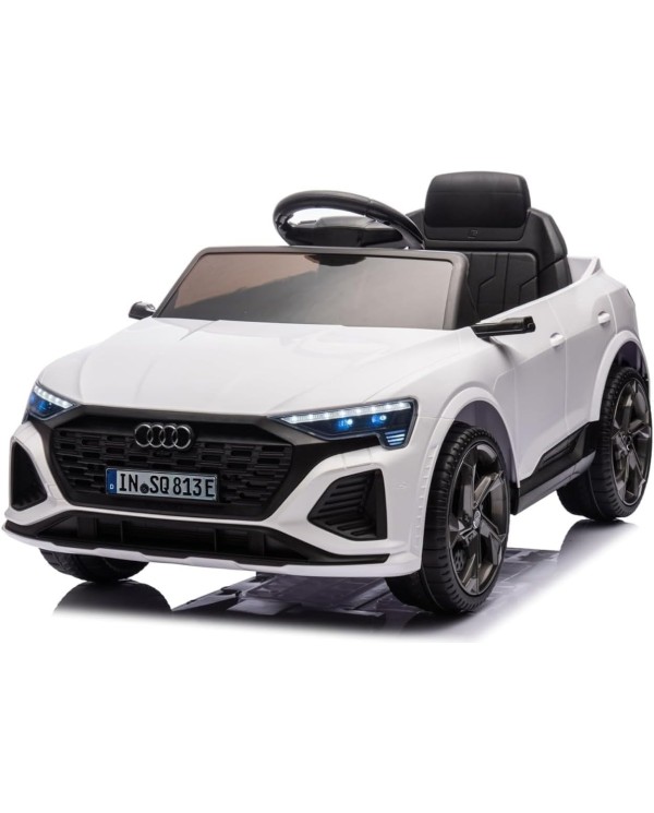Auto Macchina Elettrica per Bambini 12V Audi SQ8 e-tron Sedile Pelle con Telecomando Cintura di Sicurezza Porte Apribili Bianca|Toys Car