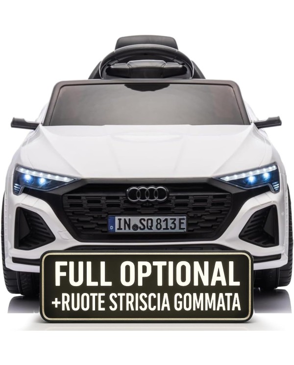 Auto Macchina Elettrica per Bambini 12V Audi SQ8 e-tron Sedile Pelle con Telecomando Cintura di Sicurezza Porte Apribili Bianca|Toys Car