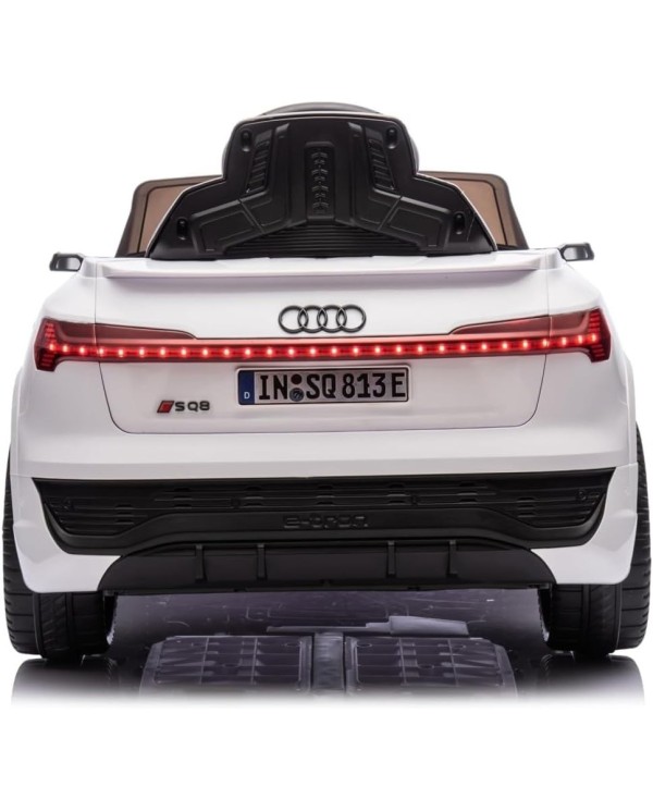 Auto Macchina Elettrica per Bambini 12V Audi SQ8 e-tron Sedile Pelle con Telecomando Cintura di Sicurezza Porte Apribili Bianca|Toys Car