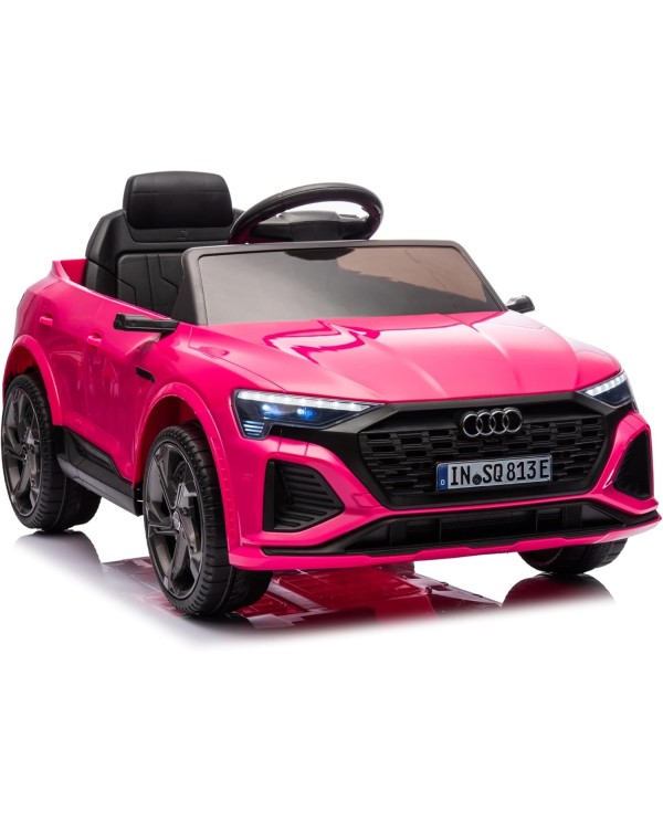 Auto Macchina Elettrica per Bambini 12V Audi SQ8 e-tron Sedile Pelle con Telecomando Cintura di Sicurezza Porte Apribili Rosa|Toys Car