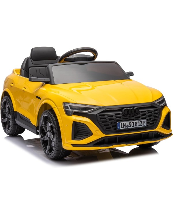 Auto Macchina Elettrica per Bambini 12V Audi SQ8 e-tron Sedile Pelle con Telecomando Cintura di Sicurezza Porte Apribili Gialla|Toys Car