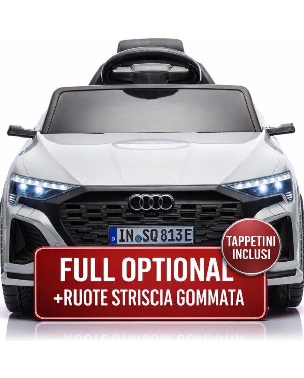 Auto Macchina Elettrica per Bambini 12V Audi SQ8 e-tron Sedile Pelle con Telecomando Cintura di Sicurezza Porte Apribili Grigia|Toys Car