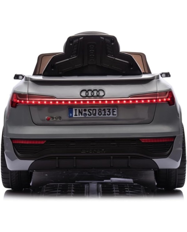 Auto Macchina Elettrica per Bambini 12V Audi SQ8 e-tron Sedile Pelle con Telecomando Cintura di Sicurezza Porte Apribili Grigia|Toys Car