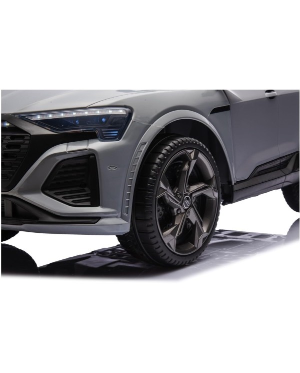 Auto Macchina Elettrica per Bambini 12V Audi SQ8 e-tron Sedile Pelle con Telecomando Cintura di Sicurezza Porte Apribili Grigia|Toys Car