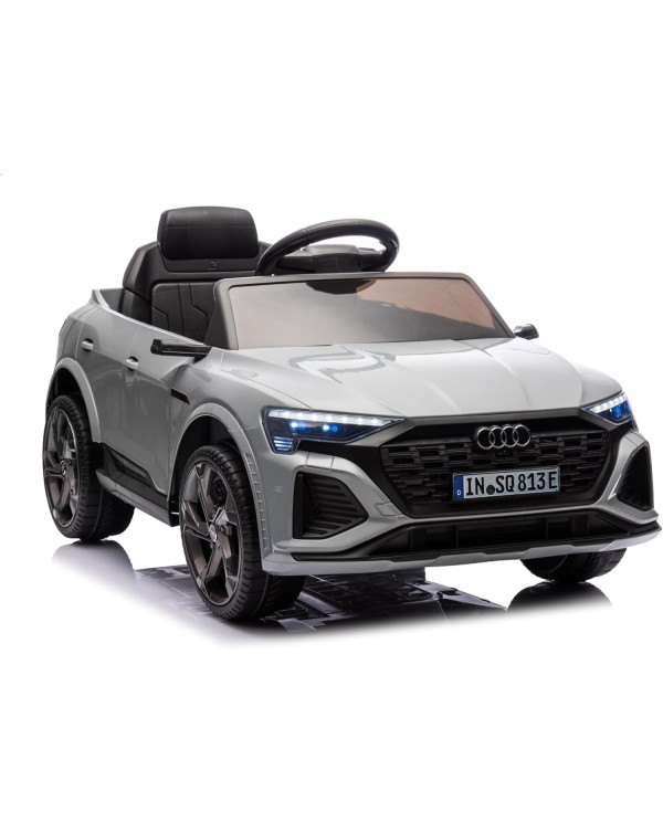 Auto Macchina Elettrica per Bambini 12V Audi SQ8 e-tron Sedile Pelle con Telecomando Cintura di Sicurezza Porte Apribili Grigia|Toys Car