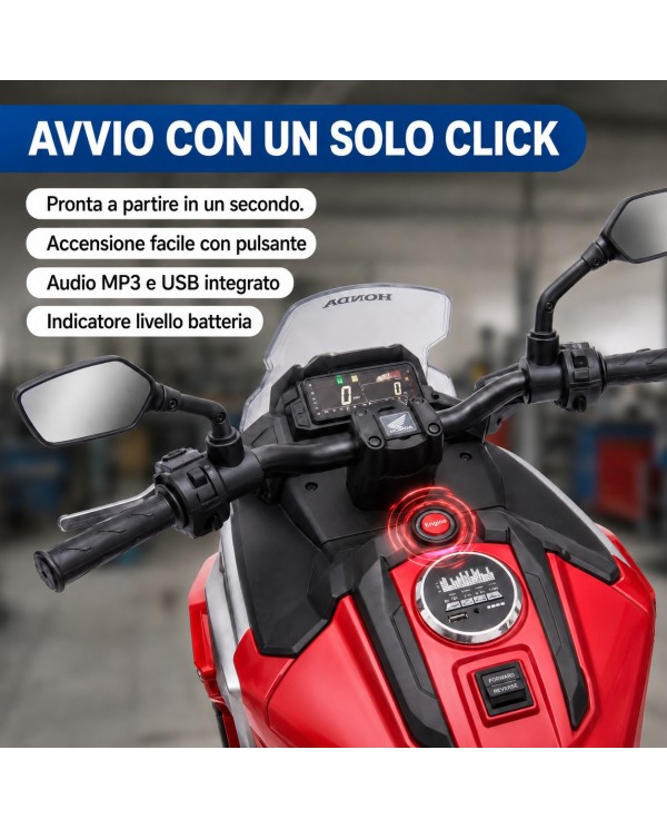 Moto Elettrica per Bambini Honda NC750X 12V Con Luci LED, MP3, USB e Avvio One-Click 3-6 Anni Giallo|Toys Car