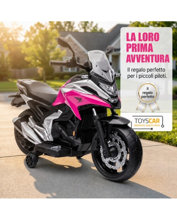 Moto Elettrica per Bambini Honda NC750X 12V Con Luci LED, MP3, USB e Avvio One-Click 3-6 Anni Rosa|Toys Car