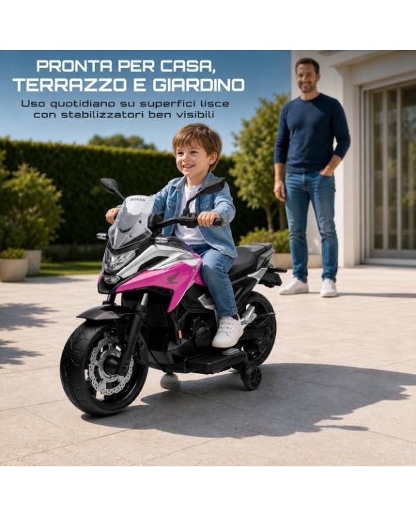 Moto Elettrica per Bambini Honda NC750X 12V Con Luci LED, MP3, USB e Avvio One-Click 3-6 Anni Rosa|Toys Car