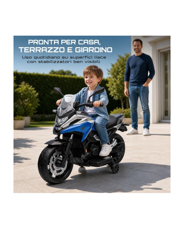 Moto Elettrica per Bambini Honda NC750X 12V Con Luci LED, MP3, USB e Avvio One-Click 3-6 Anni Blue|Toys Car