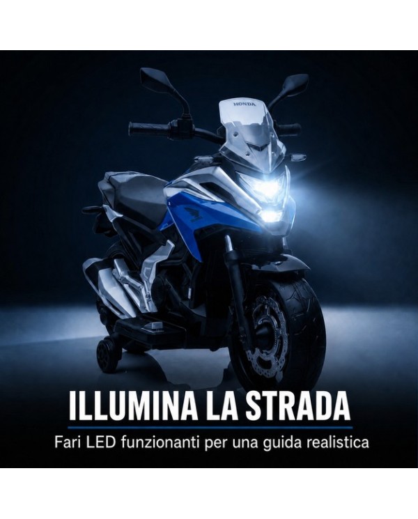 Moto Elettrica per Bambini Honda NC750X 12V Con Luci LED, MP3, USB e Avvio One-Click 3-6 Anni Blue|Toys Car
