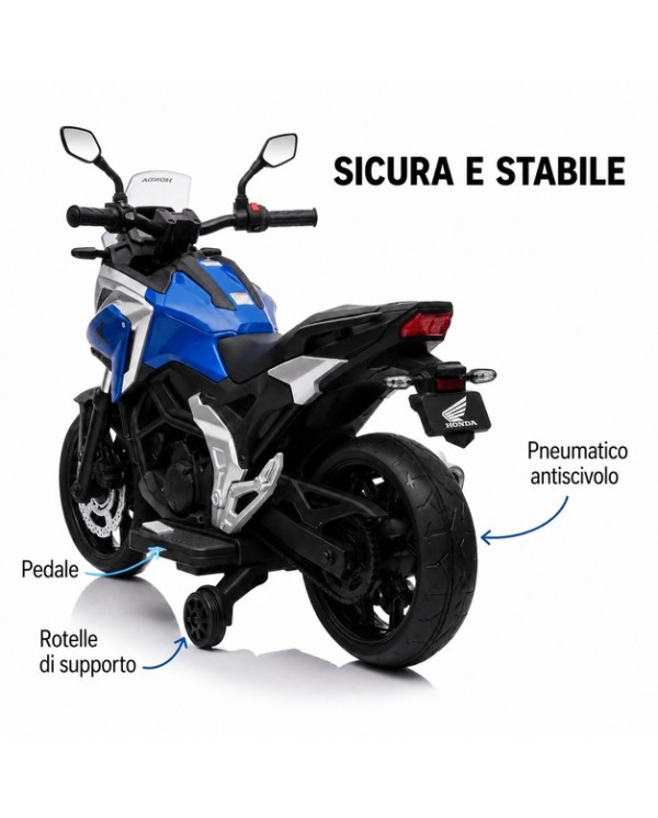 Moto Elettrica per Bambini Honda NC750X 12V Con Luci LED, MP3, USB e Avvio One-Click 3-6 Anni Blue|Toys Car