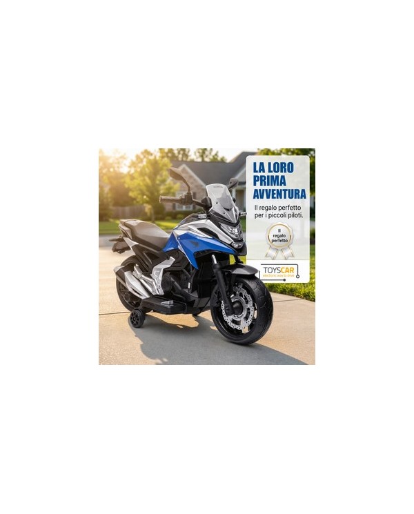 Moto Elettrica per Bambini Honda NC750X 12V Con Luci LED, MP3, USB e Avvio One-Click 3-6 Anni Blue|Toys Car