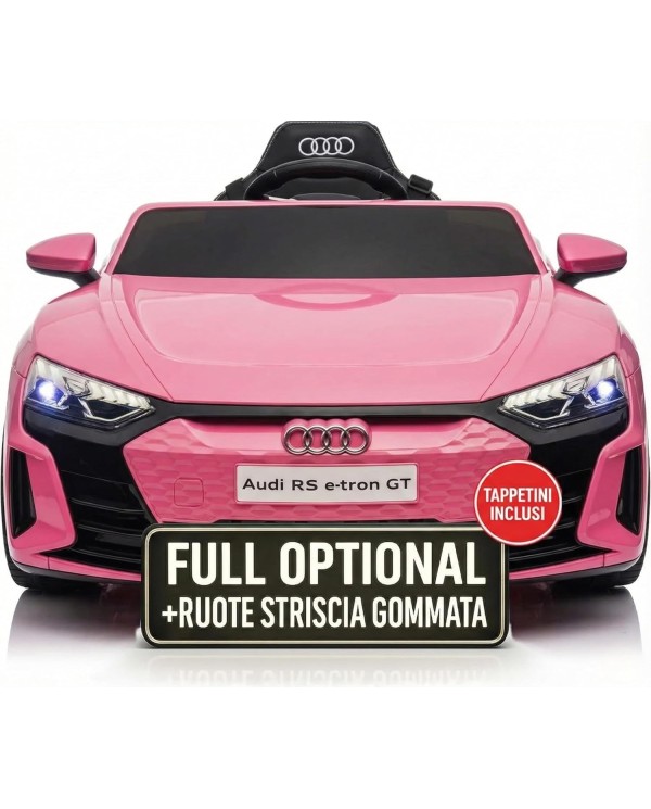 Auto Macchina Elettrica per Bambini 12V Audi RS e-tron GT Sedile Pelle con Telecomando Rosa|Toys Car