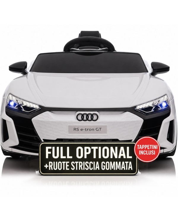 Auto Macchina Elettrica per Bambini 12V Audi RS e-tron GT Sedile Pelle con Telecomando Bianca|Toys Car
