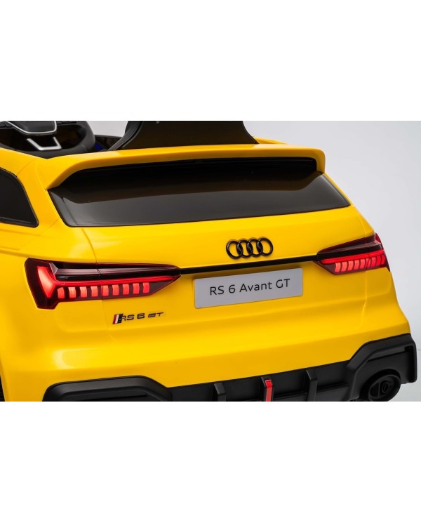 Auto Macchina Elettrica per Bambini 12V Audi RS6 Avant GT Luci LED Bluetooth MP3 Telecomando Porte Apribili Gialla|Toys Car