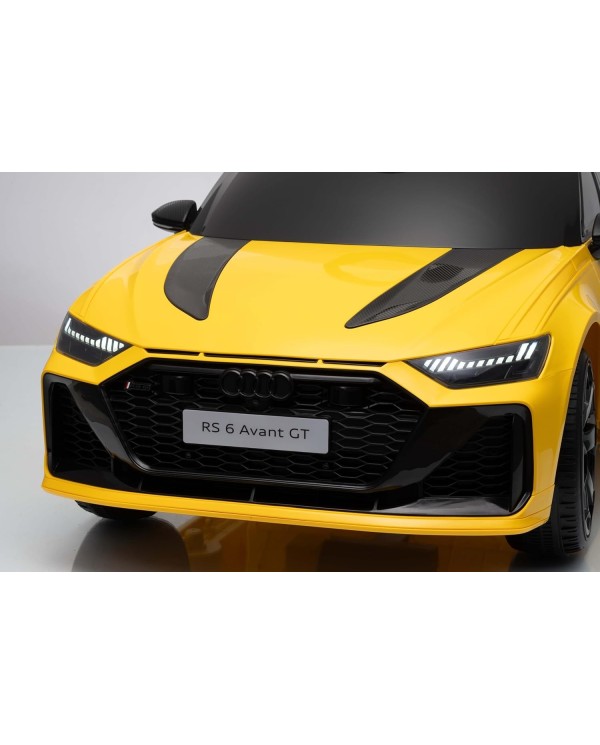 Auto Macchina Elettrica per Bambini 12V Audi RS6 Avant GT Luci LED Bluetooth MP3 Telecomando Porte Apribili Gialla|Toys Car