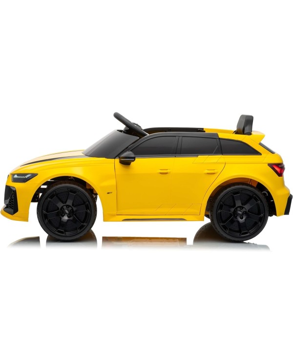 Auto Macchina Elettrica per Bambini 12V Audi RS6 Avant GT Luci LED Bluetooth MP3 Telecomando Porte Apribili Gialla|Toys Car