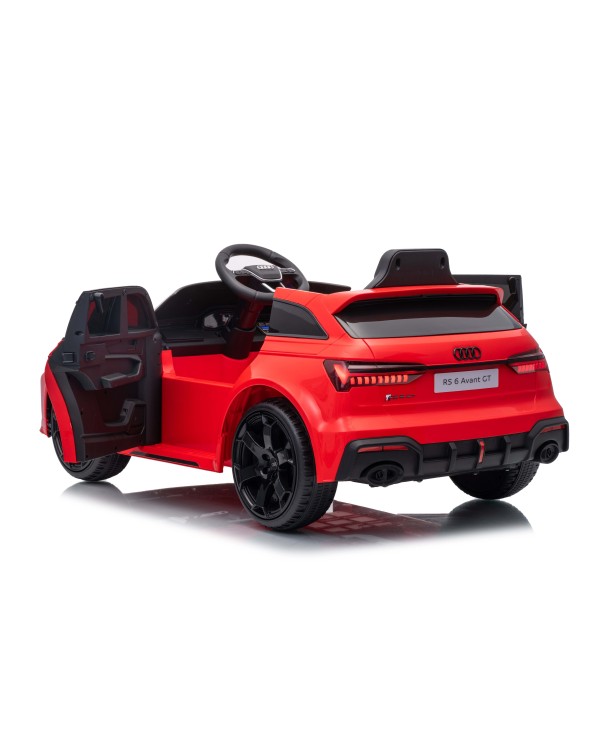 Auto Macchina Elettrica per Bambini 12V Audi RS6 Avant GT Luci LED Bluetooth MP3 Telecomando Porte Apribili Rossa|Toys Car