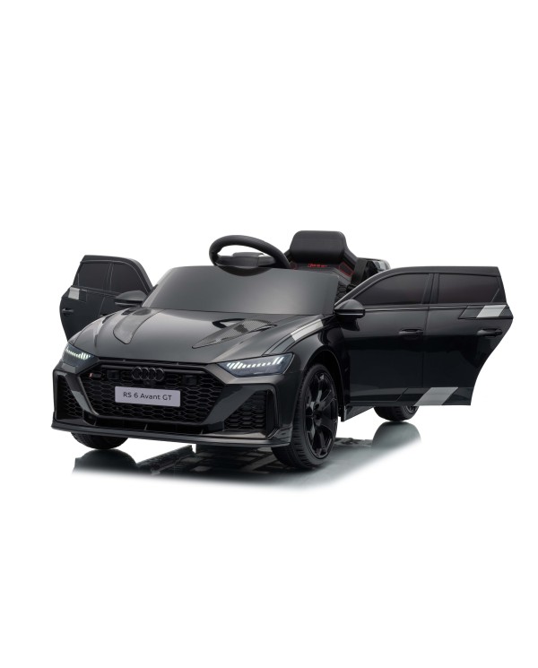 Auto Macchina Elettrica per Bambini 12V Audi RS6 Avant GT Luci LED Bluetooth MP3 Telecomando Porte Apribili Nera|Toys Car
