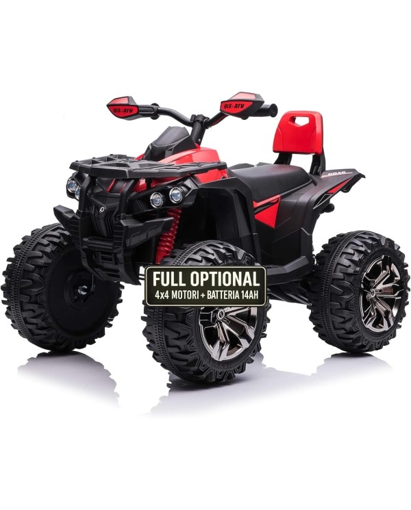 Super Quad Elettrico per Bambini OFF ROAD 12V ATV off-Road 4 x 4 Motori 12v Full Optional Batteria Potenziata 14AH red|Toys Car
