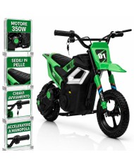 Moto Elettrica per Bambini 24V 350W Thunder Pro Verde | TOYSCAR