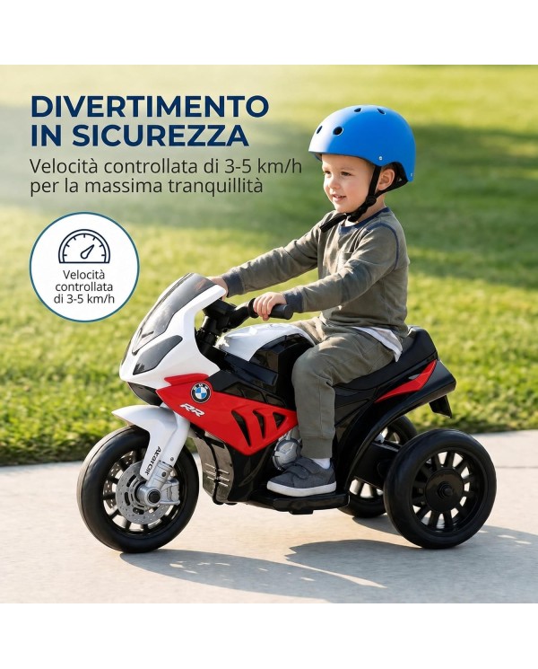 Moto Elettrica per Bambini 18-36 Mesi BMW S1000RR 6V Deluxe Sedile Pelle Suoni e Luci Portata 20KG Rossa|Toys Car