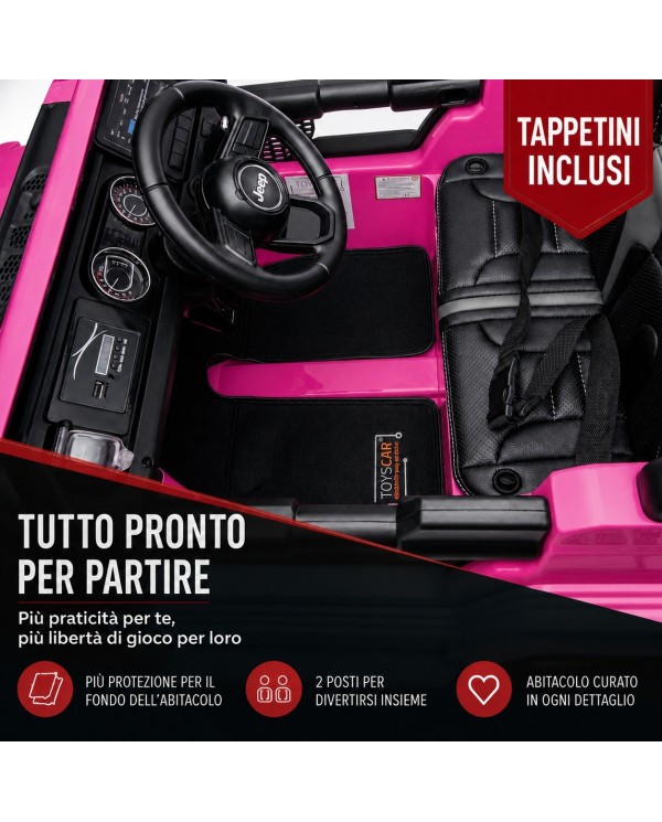 Abitacolo della Jeep Rubicon 12V rosa con tappetini e due posti