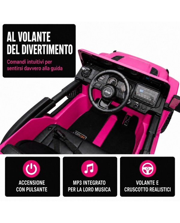 Cruscotto della Jeep Rubicon 12V rosa con volante, pulsante e MP3