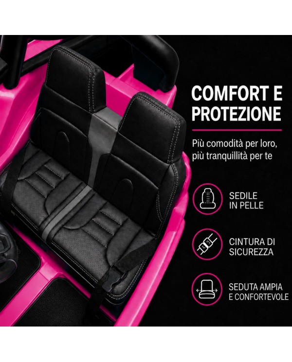Sedile in pelle con cintura della Jeep Wrangler Rubicon 12V rosa