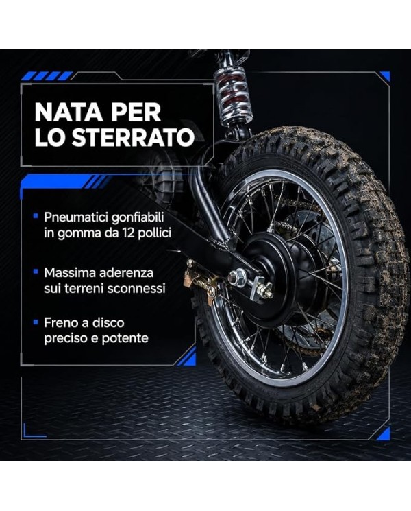 Moto Elettrica per Bambini 24V 350W Raptor X SX2328 Sedile in Pelle Ruote Gonfiabili|Toyscar