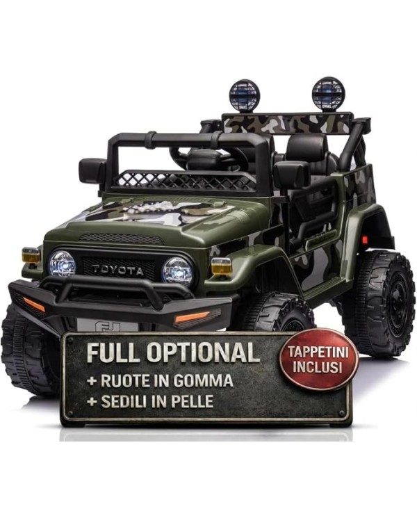 Auto Macchina Elettrica per Bambini 12V Toyota FJ Cruiser Militare Ruote EVA Sedile in Pelle Tappetini Telecomando|Toyscar