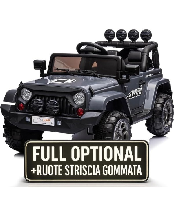 Auto Macchina Elettrica per Bambini 12V Fuoristrada Adventure Grigio Sedile in Pelle Telecomando Porte Apribili MP3|Toyscar