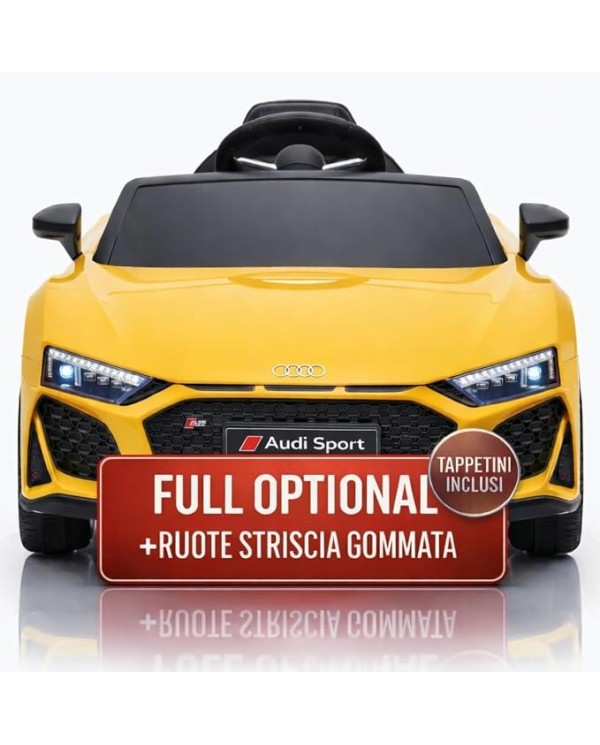 Auto Macchina Elettrica per Bambini 12V NEW Audi R8 Spyder SPORT Gialla Sedile in Pelle Telecomando LED MP3|Toyscar