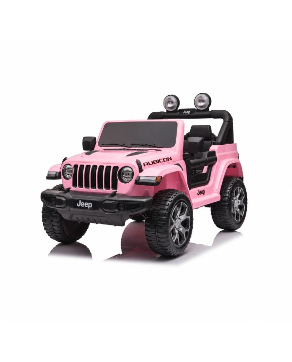 Auto Macchina Elettrica Jeep Wrangler Rubicon 12V per Bambini porte apribili Con telecomando Full accessori Rosa|Toyscar