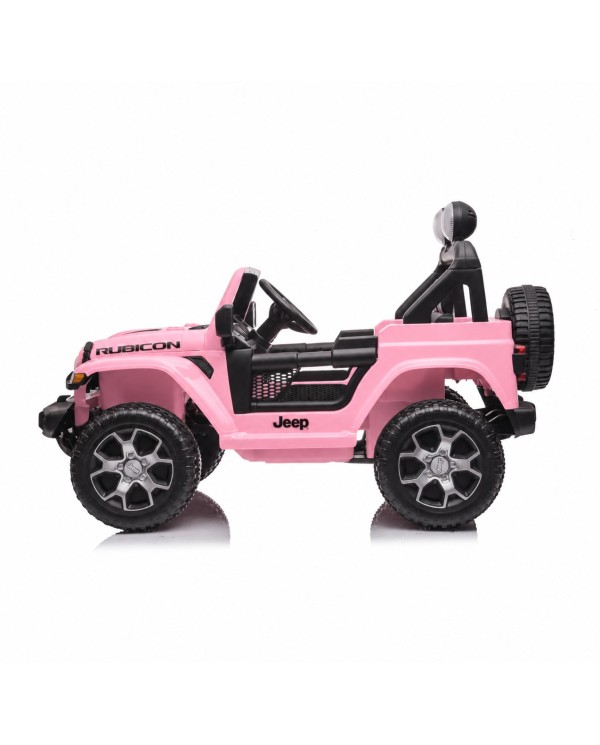 Auto Macchina Elettrica Jeep Wrangler Rubicon 12V per Bambini porte apribili Con telecomando Full accessori Rosa|Toyscar