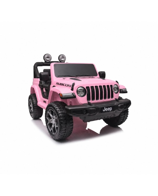 Auto Macchina Elettrica Jeep Wrangler Rubicon 12V per Bambini porte apribili Con telecomando Full accessori Rosa|Toyscar
