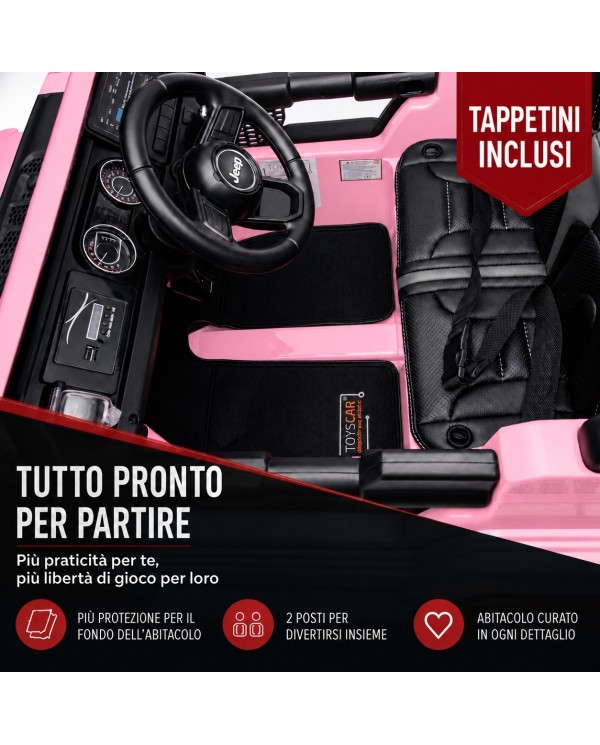 Auto Macchina Elettrica Jeep Wrangler Rubicon 12V per Bambini porte apribili Con telecomando Full accessori Rosa|Toyscar