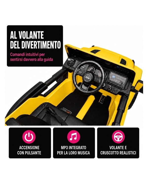 Auto Elettrica Bambini Jeep Wrangler Rubicon 12V Gialla Telecomando Full Optional|Toyscar