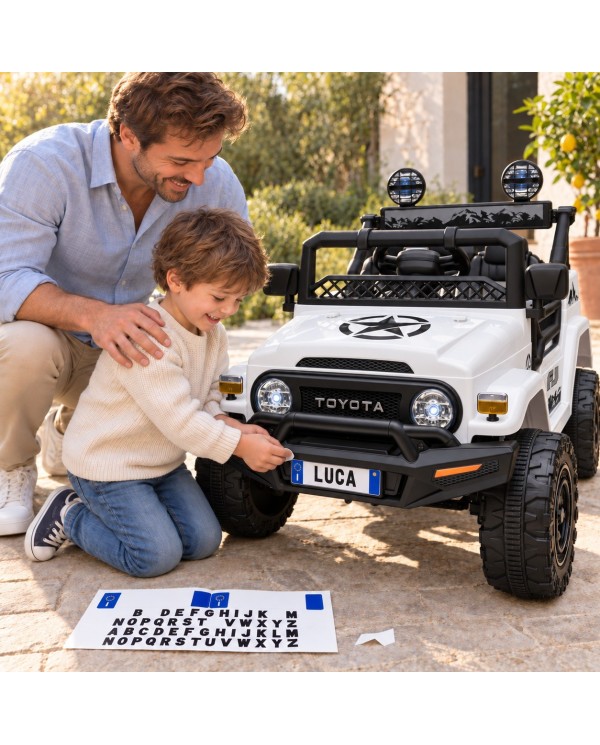 Auto Macchina Elettrica Jeep Toyota Fj Cruiser 12V Ruote in Gomma Full Optional Sedile Pelle Porte Apribili Telecomando Bianca|Toyscar