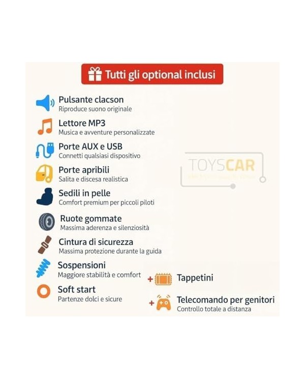 Auto Elettrica per Bambini Big Adventure 24V Bianca 2 Posti 400W Sedile in Pelle con Tappetini|Toyscar