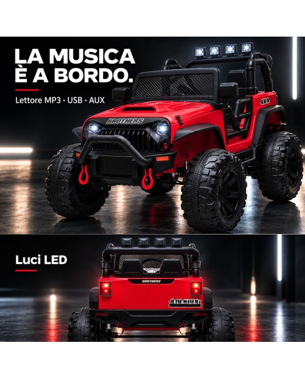 Auto Elettrica per Bambini Big Adventure 24V Rossa 2 Posti 400W Sedile in Pelle con Tappetini|Toyscar