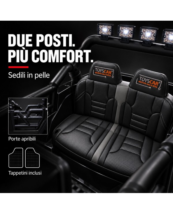 Auto Elettrica per Bambini Big Adventure 24V Nera 2 Posti 400W Sedile in Pelle con Tappetini|Toyscar